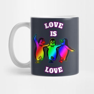 Love Is Love Rainbow Penguins Gay Lesbian Pride Gift Mug